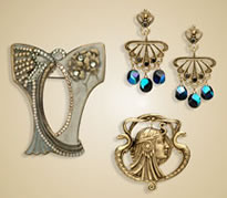 Nouveau Earrings and Brooch